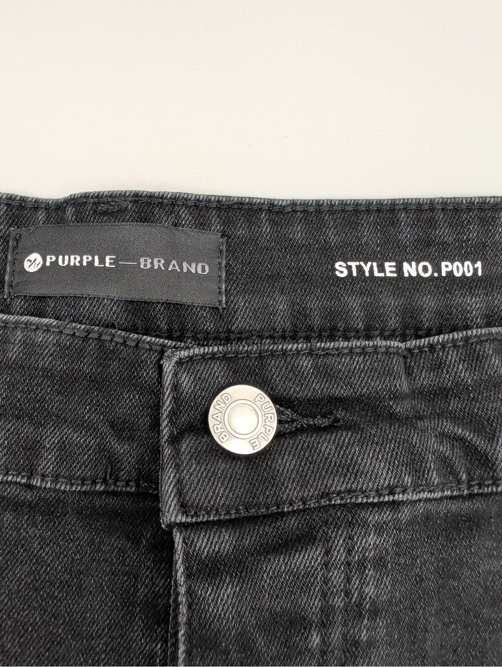 Purple Brand Black Denim Shorts with Silver Studded Sunburst Design Size 38 - Picture 3 of 15